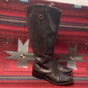 Clarks Black Leather Tall Zip Up Rubber Sole Bendables Boots ladies Sz 9